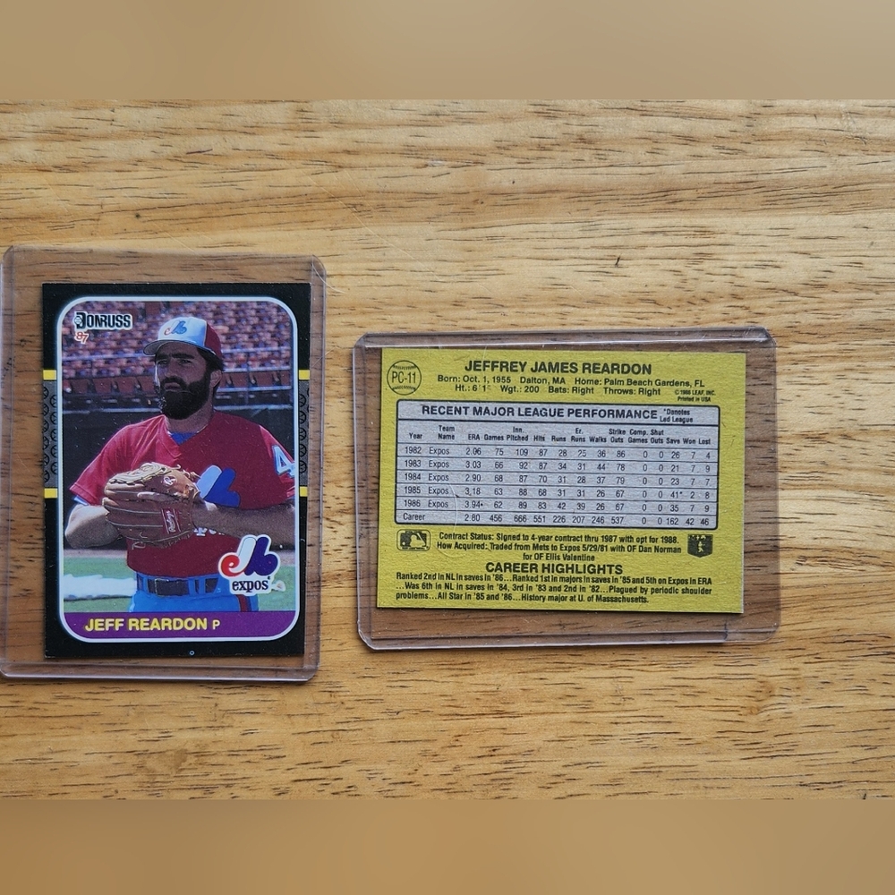1986 Leaf Inc Donruss '87 JEFF REARDON Montreal Expos Baseball Card No PC-11